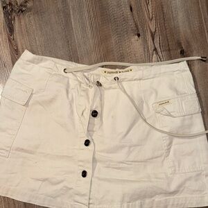 Off White Button-Up Mini Skirt